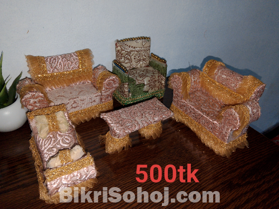 হ্যান্ডমেড মিনিয়েচার সোফা সেট | ডলহাউস ফার্নিচার